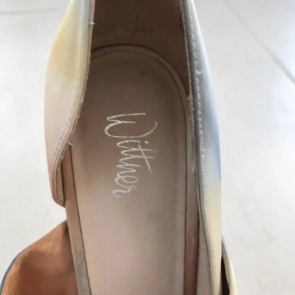 Wittner Bay Watercolor Print D'Orsay Open Toe Heels